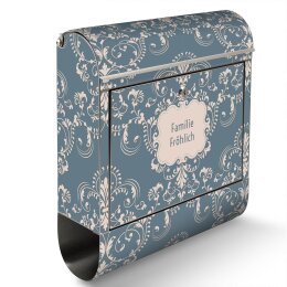 Moderner Briefkasten Mailbox Wandbriefkasten Edelstahl Royal Creme Blau